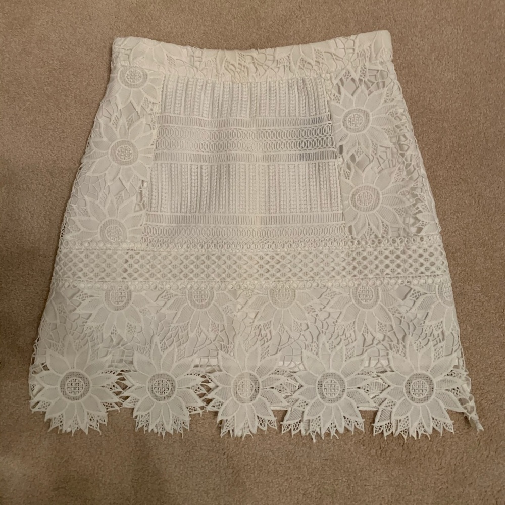 Topshop white lace skirt